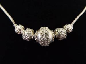 lot 46 image: .925 Sterling Silver Fixed Bead Necklace