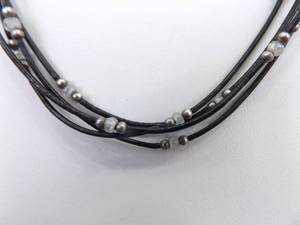 lot 31 image: .925 Sterling Silver SILPADA Crystal Accented 4 Strand Leather Necklace