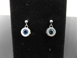 lot 86 image: .925 Sterling Silver Faceted Topaz Dangle Post Earrings