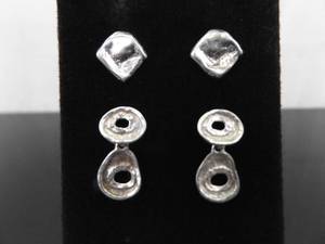 lot 93 image: 2 Pairs .925 Sterling Silver SILPADA Artisan Hoops Dangle Post Earrings