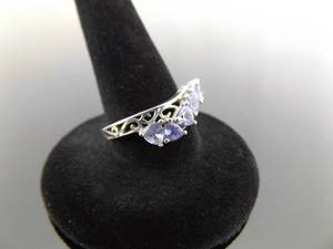lot 54 image: .925 Sterling Silver Amethyst Crystal Ring Size 7