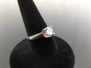 lot 65 image: .925 Sterling Silver Pink Sapphire Crystal Ring Size 5.25
