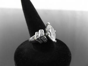 lot 72 image: .925 Sterling Silver Marquise Cut Zirconia Ring Size 6