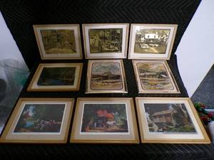 lot 53 image: Lot of 9 Vintage Framed Artist Wall Pictures