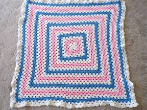 lot 75 image: Handmade Crochet Baby Blanket