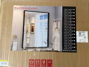 lot 26 image: 24 X 32 Black Metal Framed Mirror