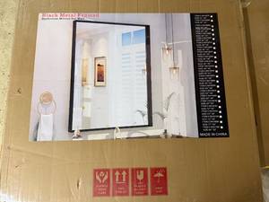 lot 28 image: 36 X 40 Black Framed Mirror