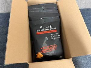 lot 114 image: 5 Bags Of Flock Chicken Skin Crisps - Hot Nashville