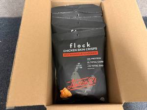 lot 116 image: 5 Bags Of Flock Chicken Skin Crisps - Hot Nashville