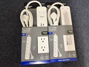 lot 66 image: 2 6Ft Surge Protector Cords - White