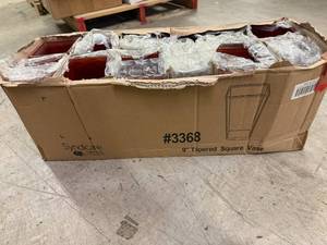 lot 70 image: 12Ct Of 9 Tapered Square Glass Vases