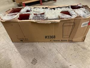 lot 74 image: 12Ct Of 9 Tapered Square Glass Vases