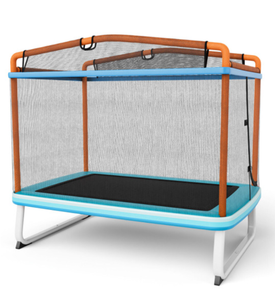 lot 34 image: Costway 6 Feet Rectangle Trampoline with Swing Horizontal Bar and Safety Net (Maybe Missing Hardware)