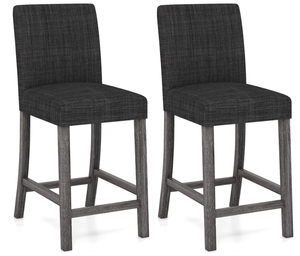 lot 36 image: Giantex Bar Stools Counter Height Set of 2, 24.5 Modern Fabric Bar Chairs with Back, Footrest & Solid Wood Legs, Upholstered Wood Barstools for Kitchen Island, Home Bar, Cafe, Charcoal Grey