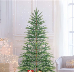 lot 37 image: Costway 6.5-ft Pre-Lit Christmas Tree Hinged with 470 PE Branch Tips Timer and 430 Lights