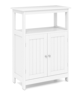 lot 39 image: Costway Bathroom Floor Cabinet Freestanding Storage Organizer with Open Compartment