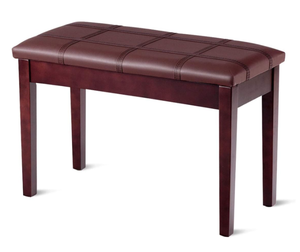 lot 58 image: SlickBlue Solid Wood Piano Bench PU Leather Padded Seat with Storage for Music Room