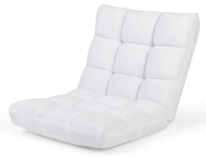 lot 106 image: Costway 14-Position Adjustable Cushioned Floor Chair-White Folded size 26.5 x 22.5 x 22 (L x W x H)