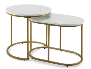 lot 114 image: Costway Nesting Coffee Table Modern Set of 2 Marble Coffee Side Table 20.0 In. L X 20.0 In. W X 20.0 In. H (Maybe Missing Hardware)