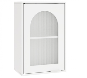 lot 117 image: Costway Bathroom Wall Cabinet with Tempered Glass Door and Adjustable Shelf