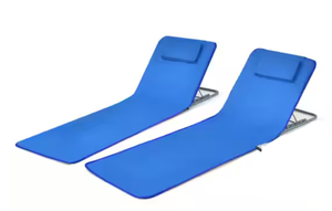 lot 123 image: Costway Silver Metal Outdoor Beach Lounge Chair Mat 2-Pack Adjustable Lounge Chairs