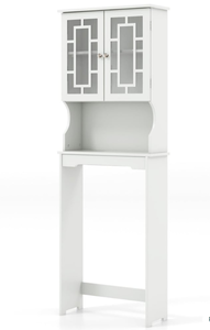 lot 140 image: Costway 2 Door 1 Shelf White Storage Cabinet 100 x 36 x 20cm