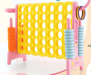lot 146 image: Costway Jumbo 4-to-Score 4 in A Row Giant Game Set with Stickers for Kids Adults Yellow & Pink