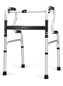 lot 148 image: Costway One-button Folding Walker Aluminum Walking Frame w Adjustable Height 36 in H