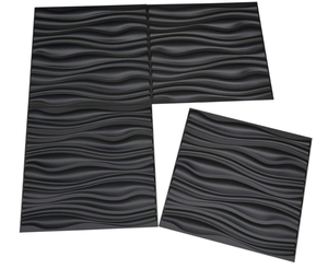 lot 209 image: Art3d PVC Wave Board Textured 3D Wall Panels, Black, 2ft x 2ft (12 Pack)