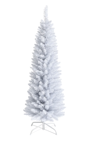 lot 213 image: Costway 5ft Unlit Artificial Slim Pencil Christmas Tree with Metal Stand White