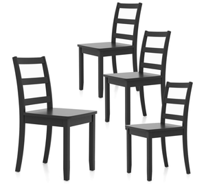 lot 251 image: GOFLAME Dining Chairs Set of 4, Ladder Back Side Chairs with Solid Rubber Wood Legs & Non-Slip Food Pads, 4-Pack Space-Saving Armless Dining Chairs for Dining Room, Living Room, Restaurant, Black