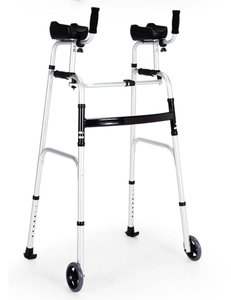 lot 256 image: Goplus Walkers for Seniors, Foldable Standard Walker with 5 Wheels and Removable Padded Armrests 440lbs, Lightweight Walking Mobility Aid, Folding Platform Walker for Elderly, Handicap, Disabled