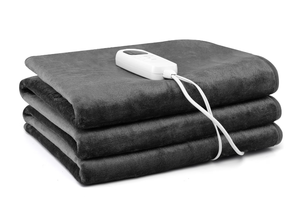 lot 262 image: Costway 71 x 30 Heated Mattress Pad Twin, Massage Table Warmer with 5 Heat Settings Gray