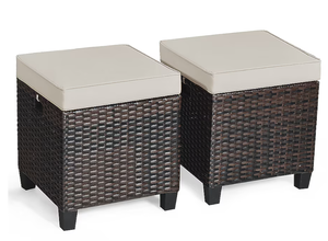 lot 263 image: Costway 2 -Pack Brown Rattan Ottoman