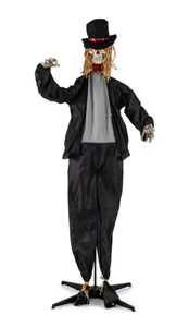 lot 302 image: Boyel Living - 7.2FT Halloween Animatronic Sound-Activated Scary Groom - Black