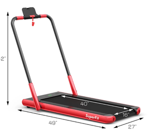 lot 317 image: Superfit Up To 7.5MPH 2.25HP 2 in 1 Folding Under Desk Treadmill W Speaker Remote Control APP, Single Display Screen Red 49x 27x 42