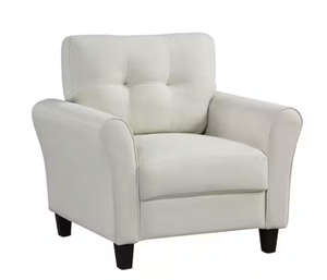 lot 324 image: Boyel Living Beige Modern Upholstered Accent Arm Chair with Rubber Wood Legs H 35in x W 36in x D 32in