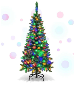lot 333 image: Costway 4FT Pre-Lit Artificial Pencil Christmas Tree With Led Lights (USED)