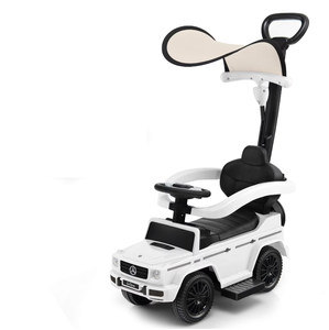 lot 356 image: Costway 3 in 1 Ride on Push Car Mercedes Benz G350 Stroller Sliding Car w Canopy White