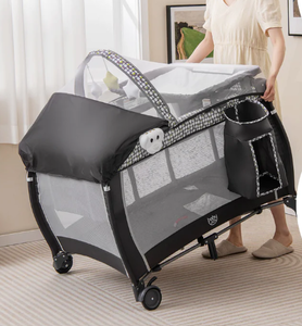 lot 357 image: Costway Portable Baby Nursery Center 4-in-1 Portable Travel Crib-Light Gray