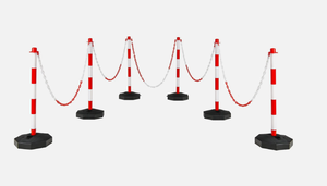lot 361 image: Costway 6 Pack Traffic Delineator Poles 34 Barrier W 5ft Chains Fillable Base
