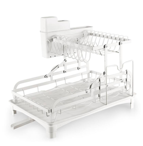 lot 364 image: Sugift - 2-Tier Collapsible Multi-Functional Dish Drying Rack - White