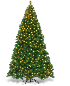 lot 401 image: Goplus 9ft Artificial Pre-lit Christmas Tree Premium Spruce Hinged Tree with 700 LED Lights and Solid Metal Stand, UL-Certified Transformer