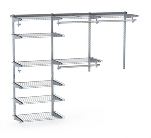 lot 61 image: Costway Adjustable Closet Organizer Kit with Shelves and Hanging Rods for 4 to 6 Feet