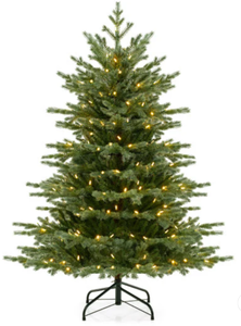 lot 64 image: Costway 5 Feet Artificial Christmas Tree with 1426 Lush PVC and 200 Warm White LED Lights