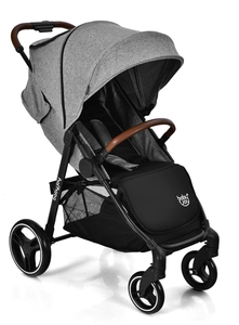 lot 67 image: BABY JOY Baby Stroller, High Landscape Infant Carriage Newborn Pushchair with Foot Cover, Cup Holder, 5-Point Harness, Adjustable Backrest & Canopy, Suspension Wheels, Easy One-Hand Fold (Gray) 36L x 22.5W x 42H