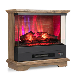 lot 163 image: Costway 27 Inches Electric Fireplace Heater 1400W Freestanding Fireplace Stove with Remote Control and Timer (Not Functioning)