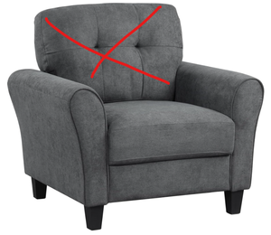 lot 173 image: Giantex Modern Mid-Century Accent Chair - Linen Living Room Chair with Tufted Back, 7 Thick Cushion, Max Load 400 lbs, Upholstered Armchair with Non-Slip Foot Padsfor Bedroom, Grey (Missing Parts or Pieces. Missing Hardware. Minor Transit Damage)