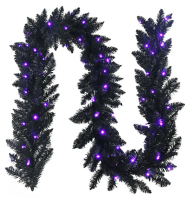 lot 180 image: LOT OF 2 Boyel Living - 9 Feet Pre-lit Christmas Halloween Garland with 50 Purple LED Lights - Black
