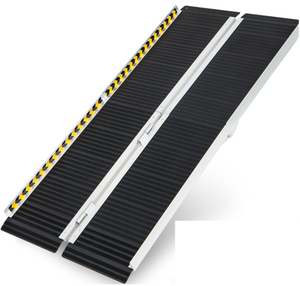 lot 280 image: Costway Portable Aluminium Wheelchair Ramp with Transition Plate 5ft